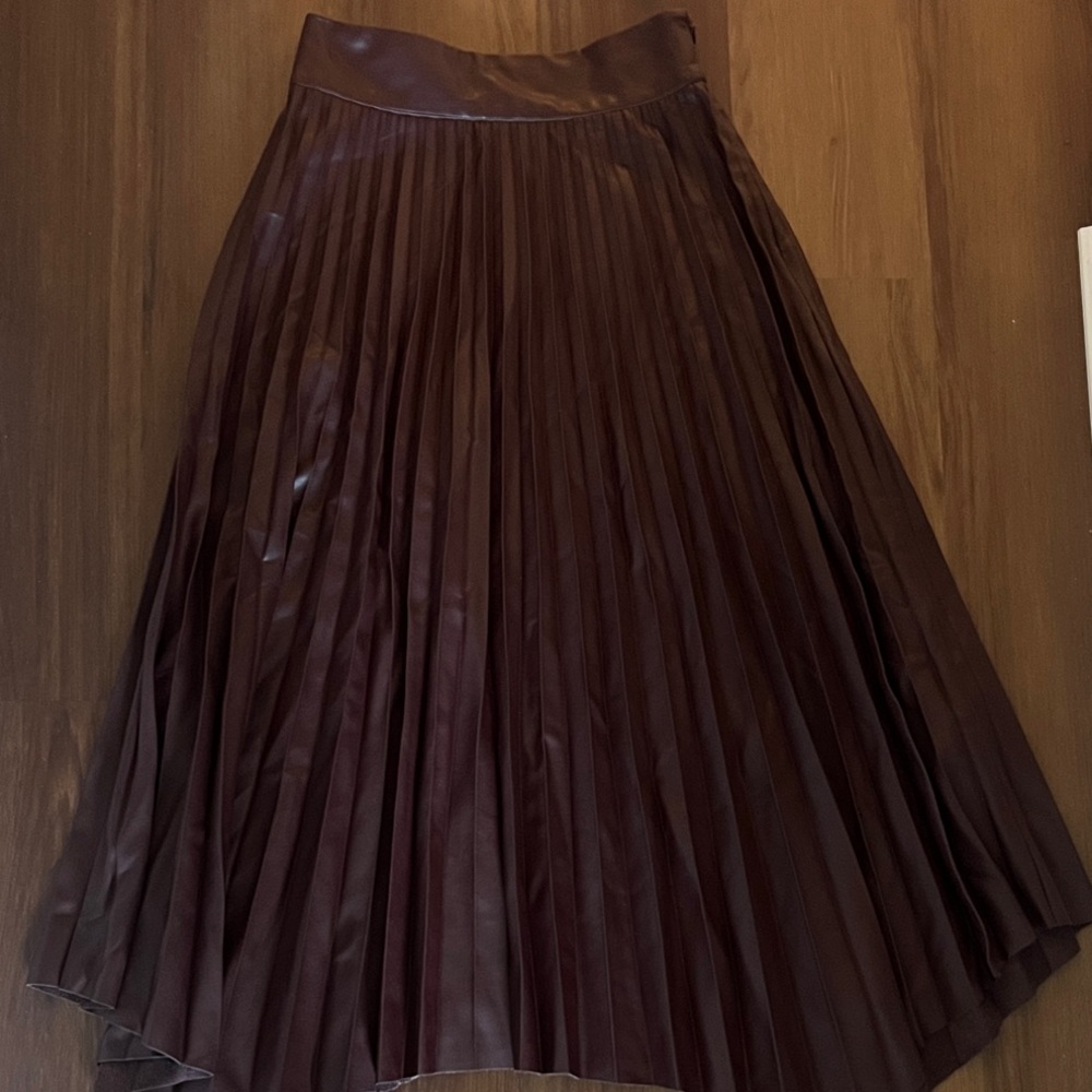 ZARA Dark Brown A-Line Pleated Skirt
